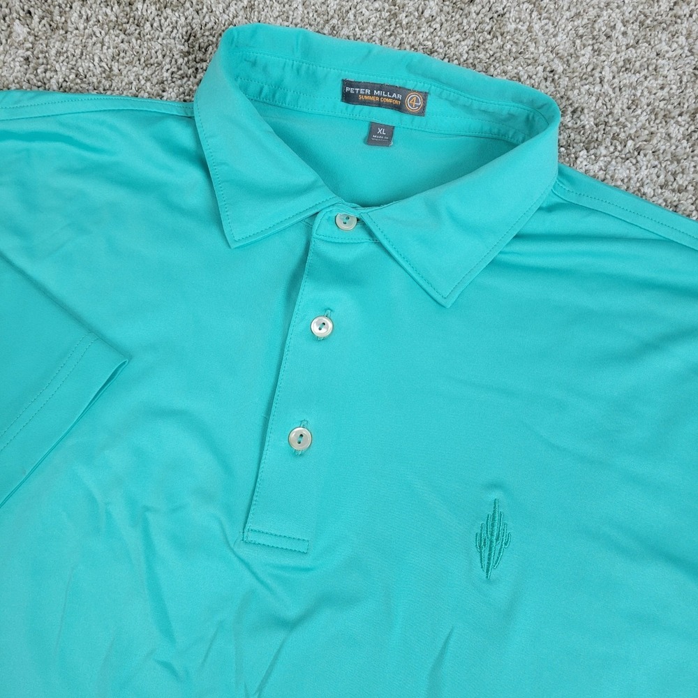 Peter Millar Summer Comfort Mens XL Solid Green Performance Stretch Golf Polo SS